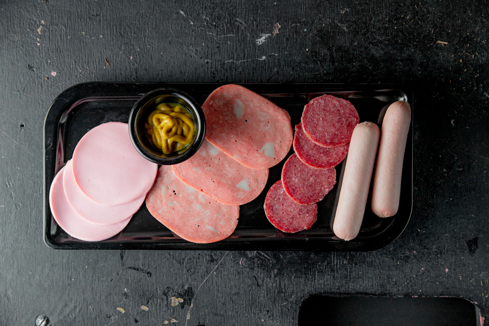 Top view of mixed sausages